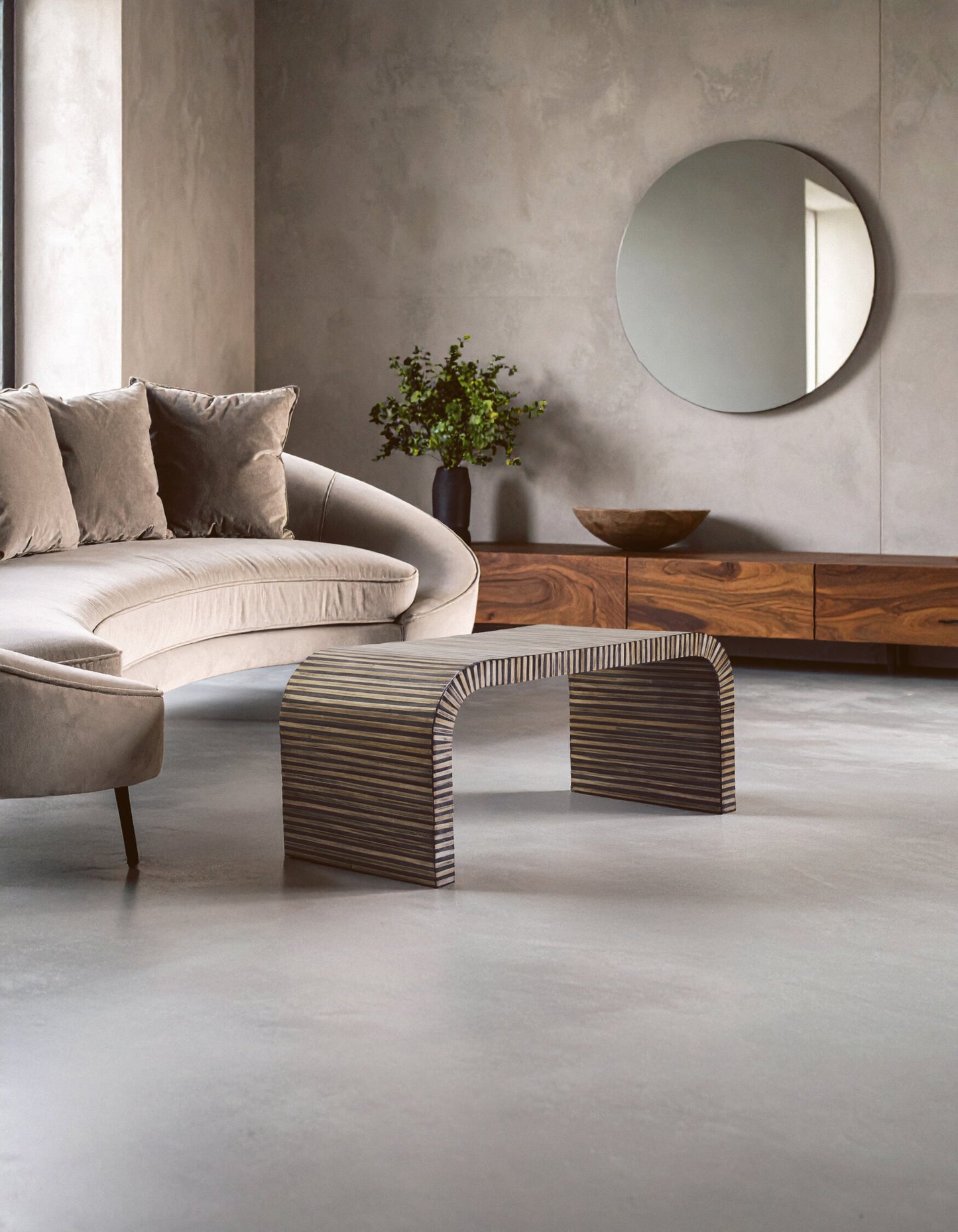 Argentina Bamboo Inlay Curved Coffee Table