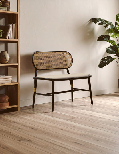 Fiji Natural Cane Bench Seat with Black Elm Wood Frame