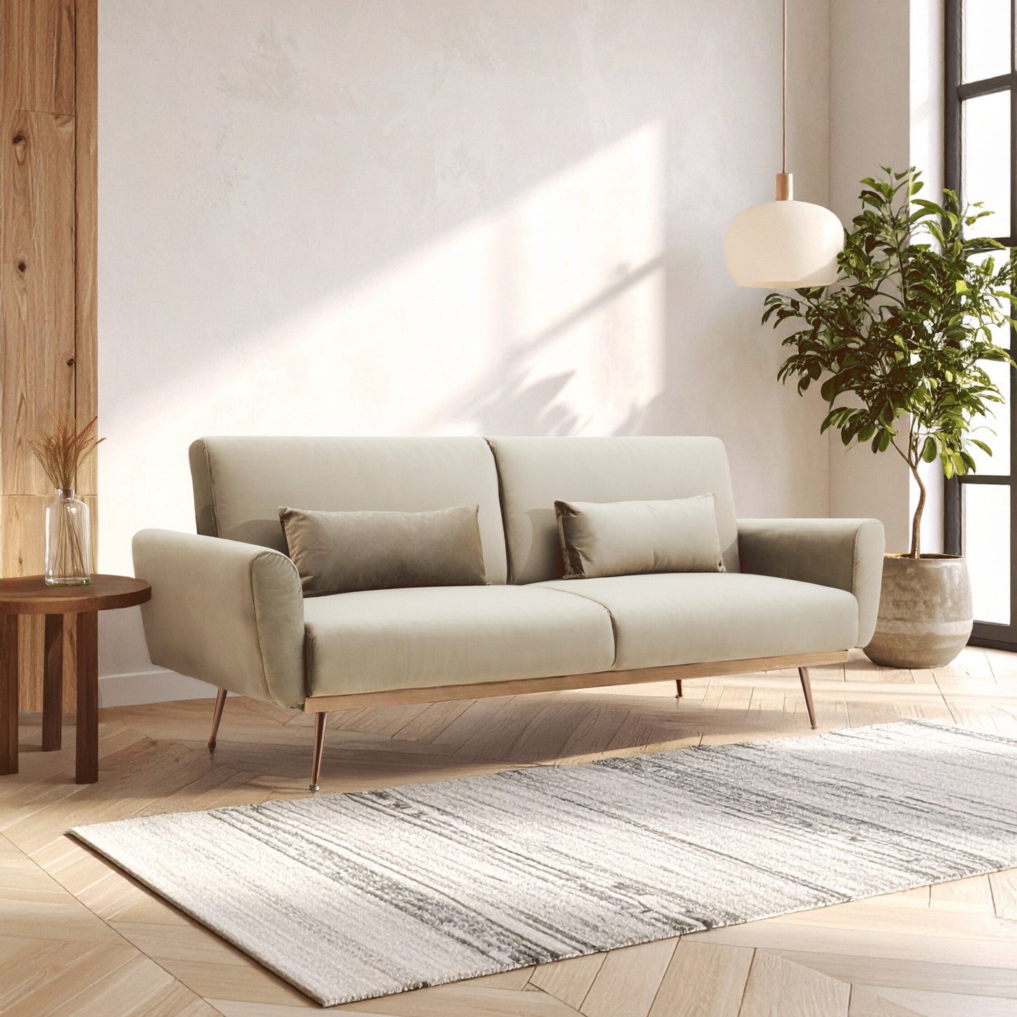 Jasmine Mink Velvet Sofa Bed