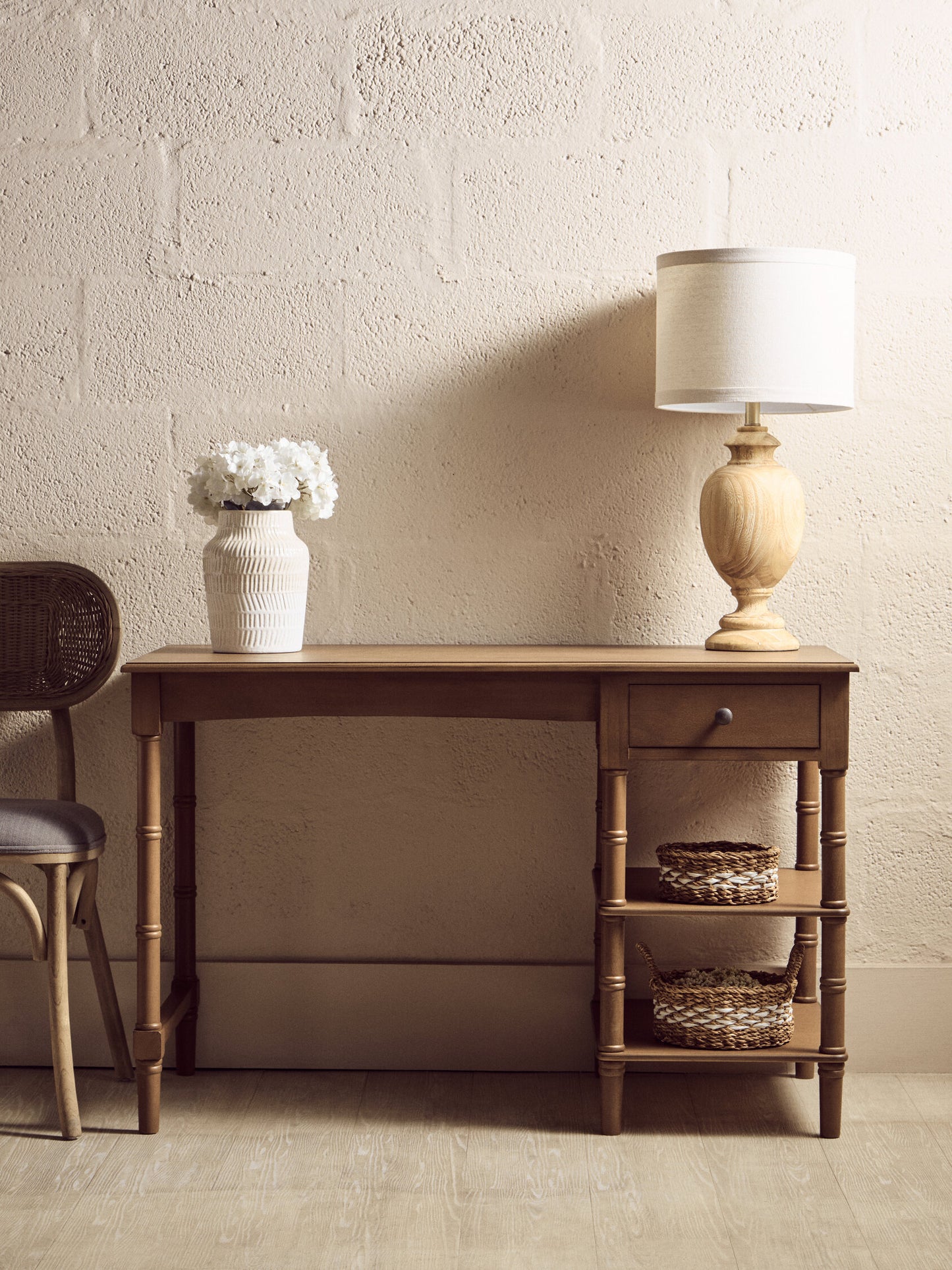 Cambridge One Drawer Natural Wood Desk