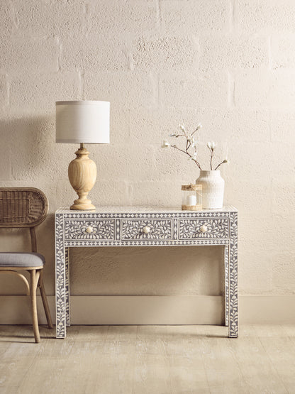 Lana Bone Inlay Desk with 3 Drawers
