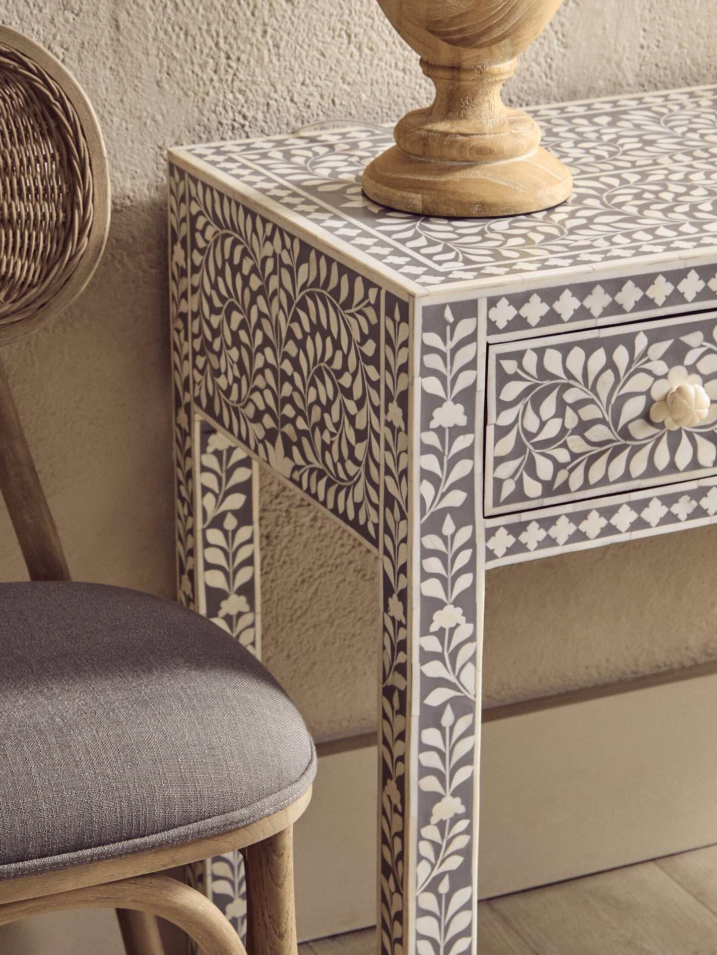 Lana Bone Inlay Desk with 3 Drawers
