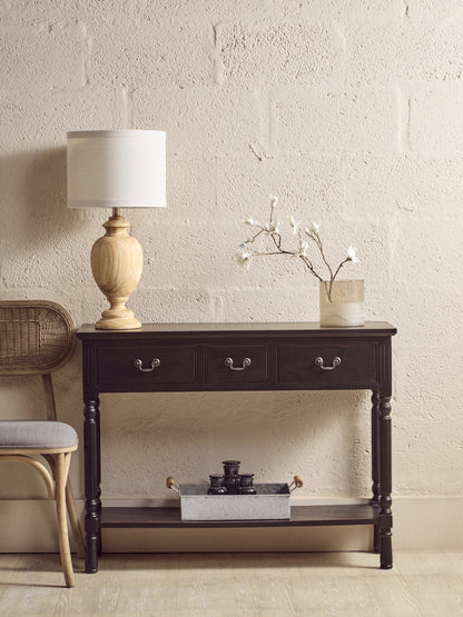 Cambridge 3 Drawer Vintage Black Console Table