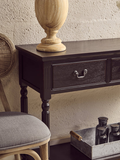 Cambridge 3 Drawer Vintage Black Console Table