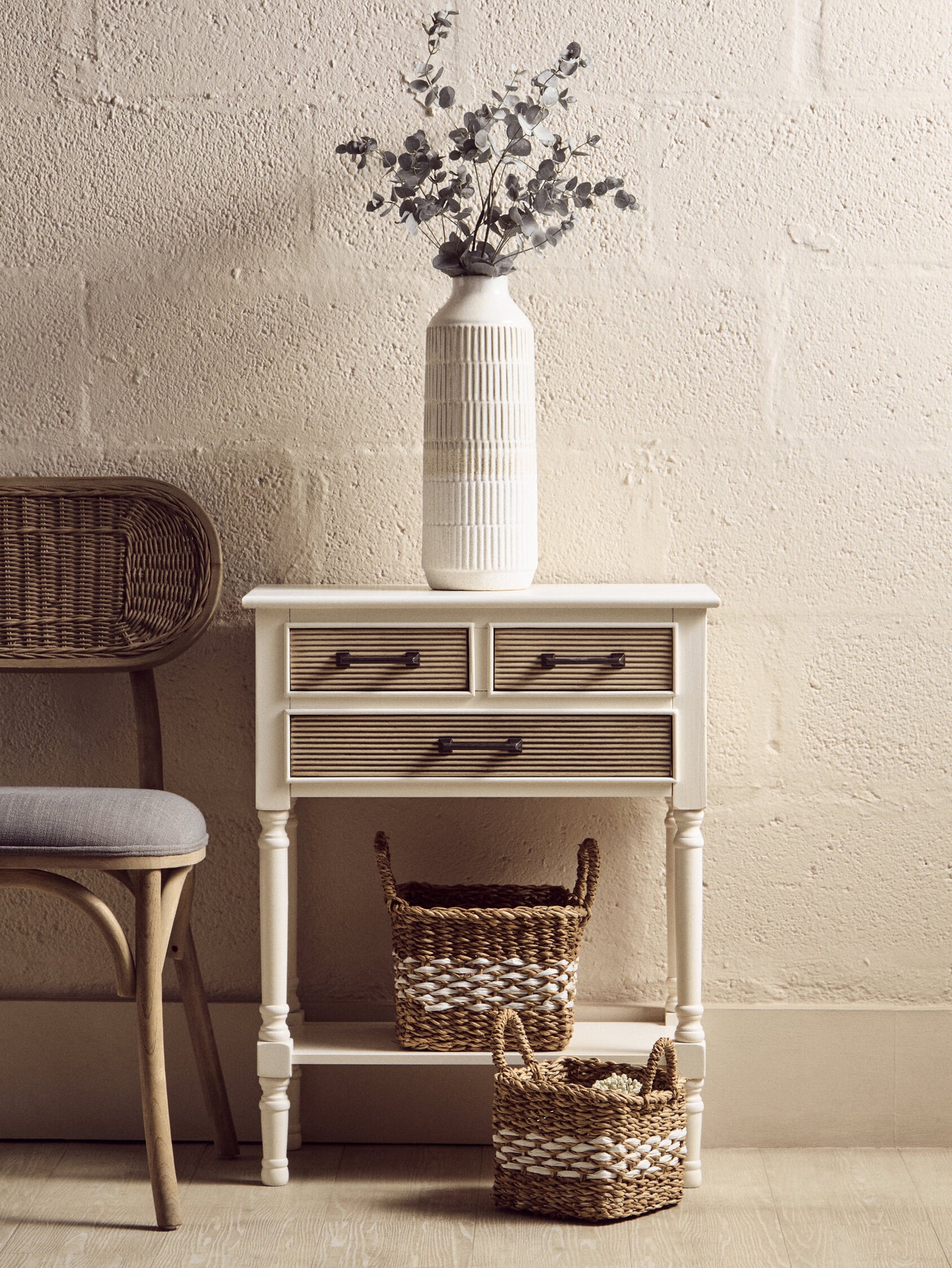 Cambridge 3 Drawers White Console Table