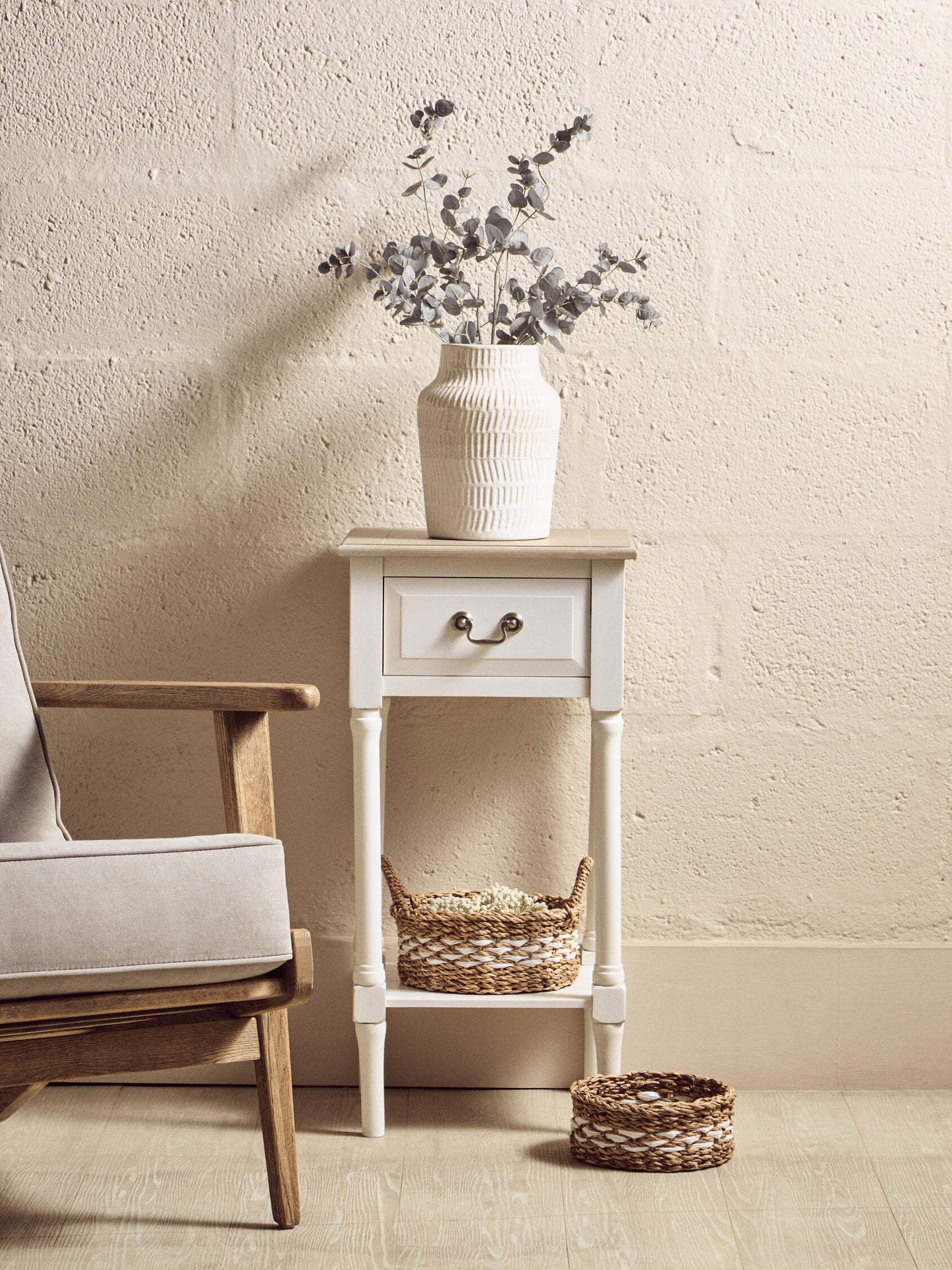 Cambridge One Drawer Ivory Side Table
