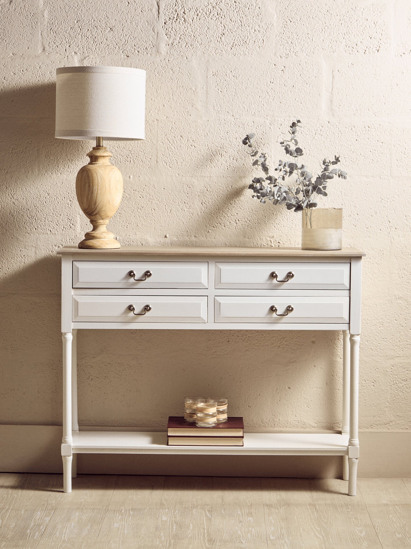 Cambridge 4 Drawer White Console Table