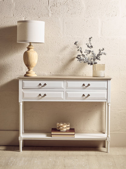 Cambridge 4 Drawer White Console Table