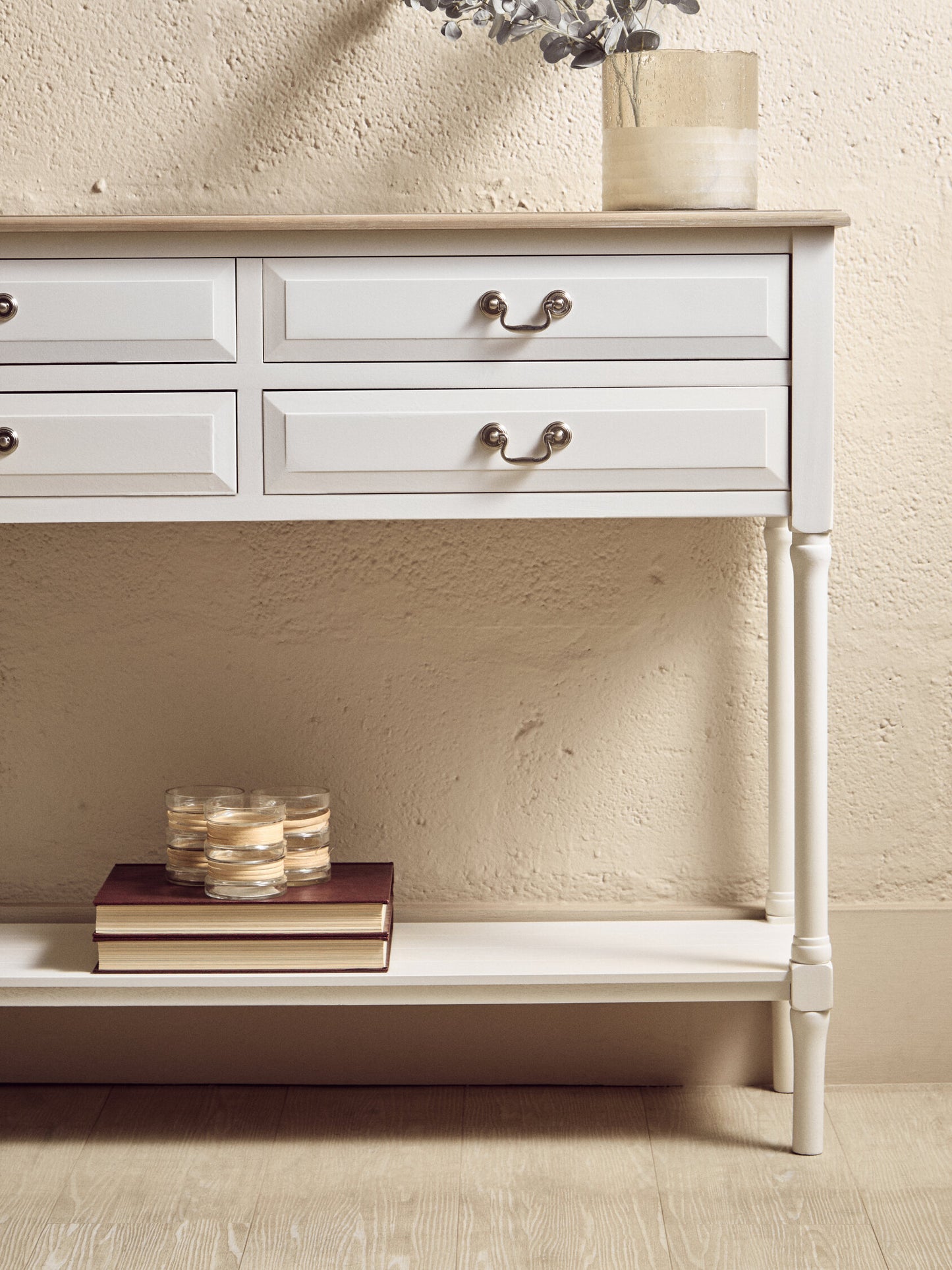 Cambridge 4 Drawer White Console Table