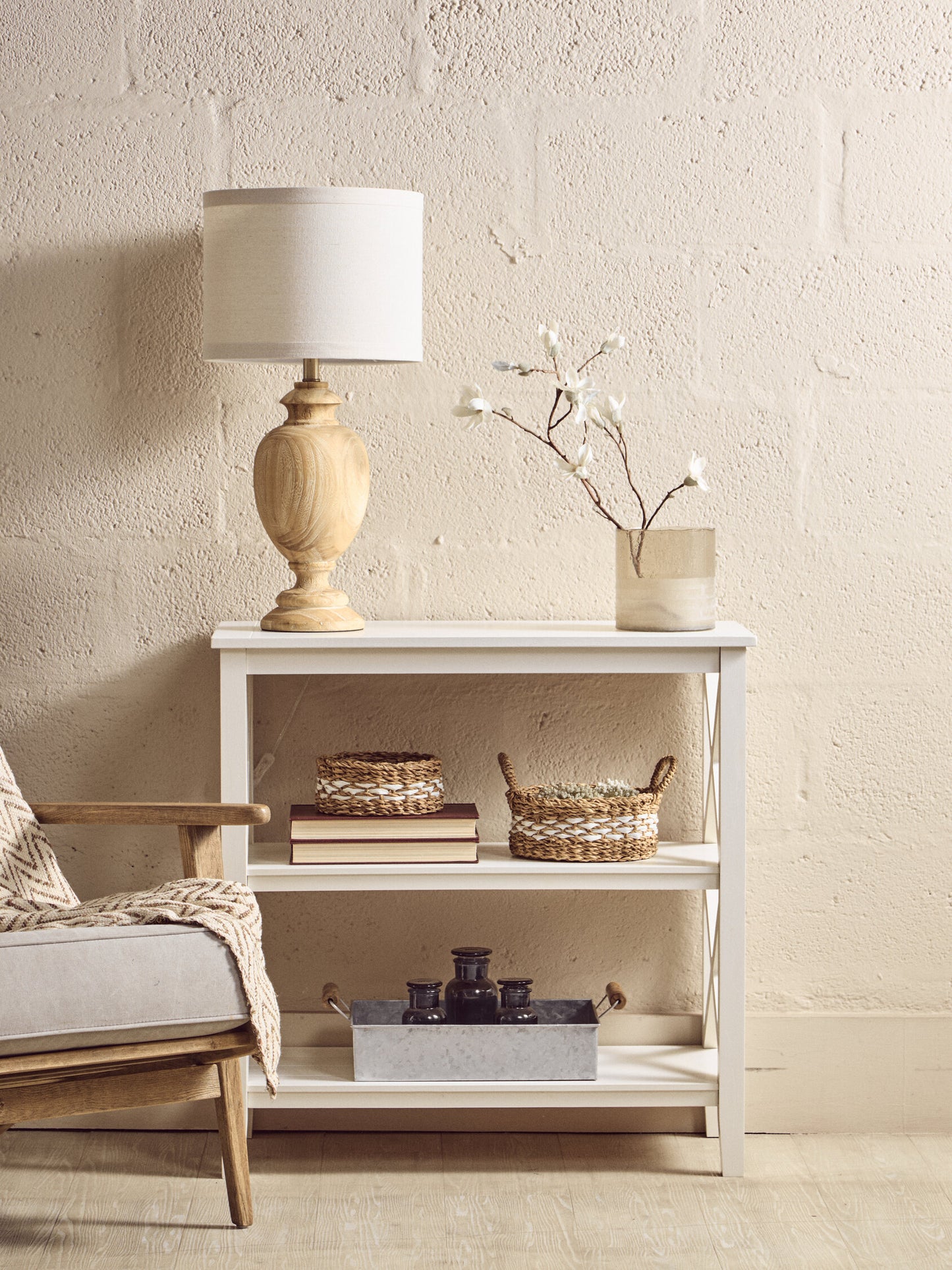 Cambridge 2 Shelf White Bookcase
