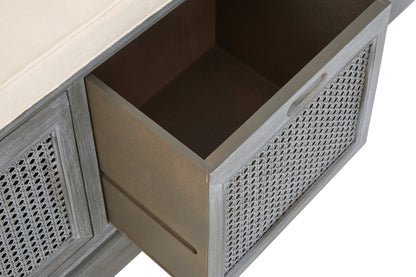 Cambridge Grey Three Drawer Storage Bench with Cushion