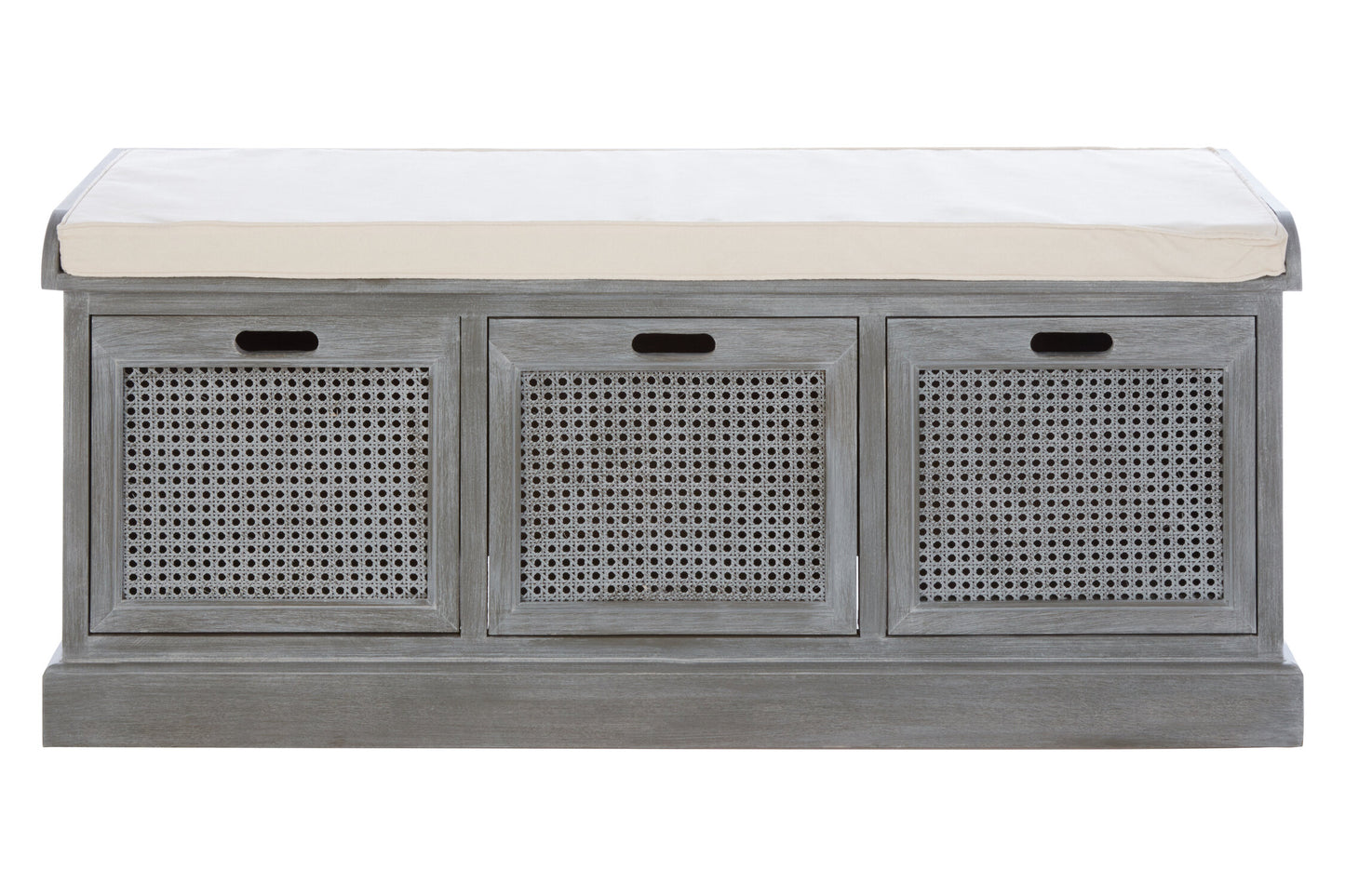 Cambridge Grey Three Drawer Storage Bench with Cushion
