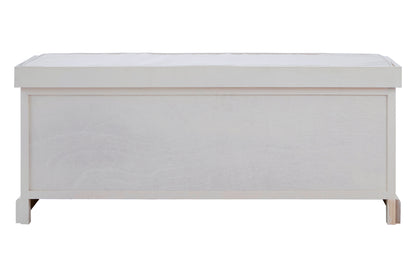 Cambridge White Three Drawer Storage Bench with Cushion