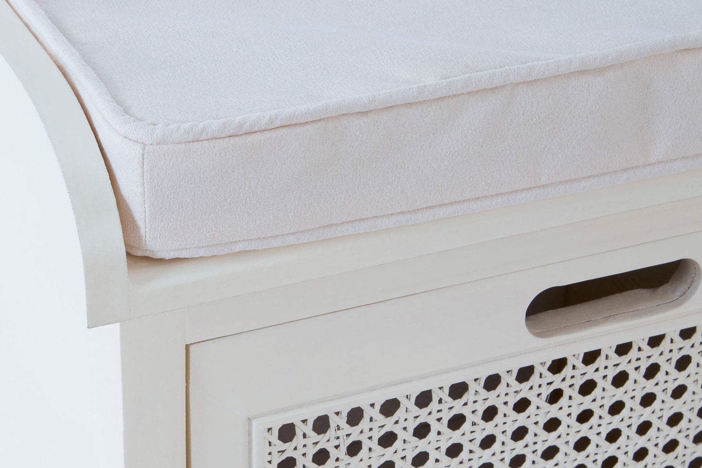 Cambridge White Three Drawer Storage Bench with Cushion