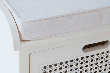 Cambridge White Three Drawer Storage Bench with Cushion