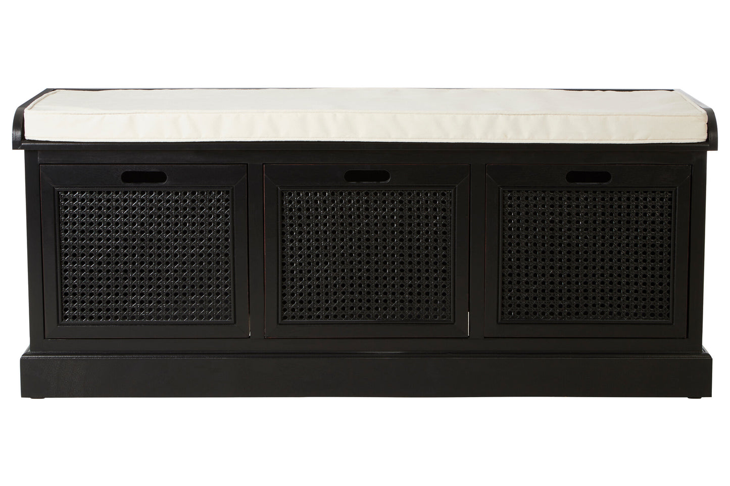 Cambridge Black Three Drawer Storage Bench with Cushion