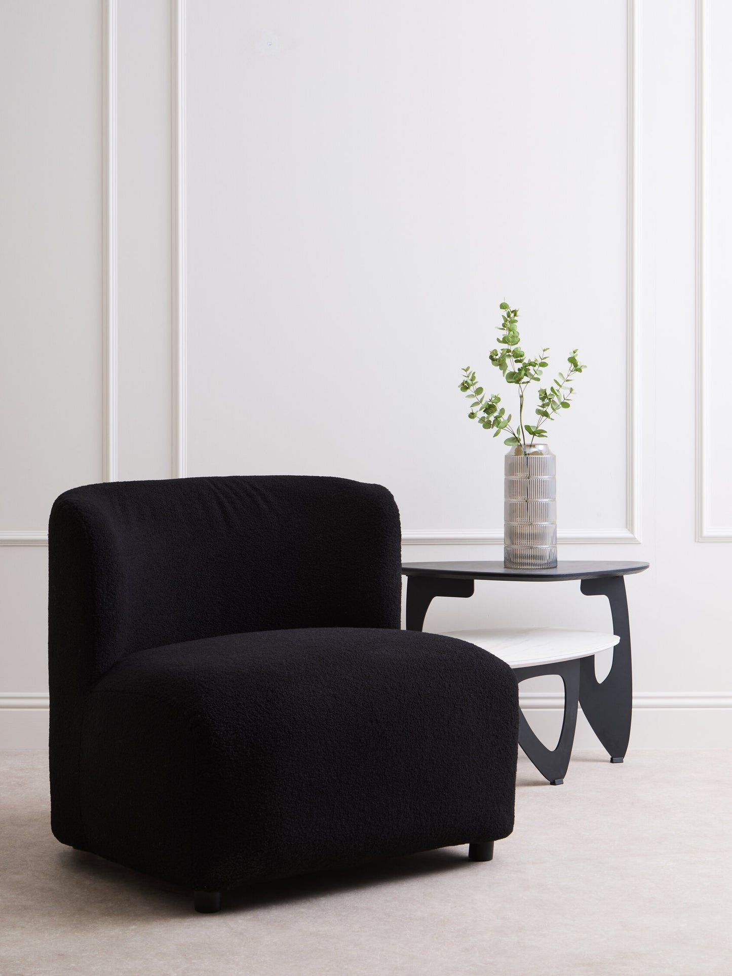 Allure Black Bouclé-Effect Armless Armchair