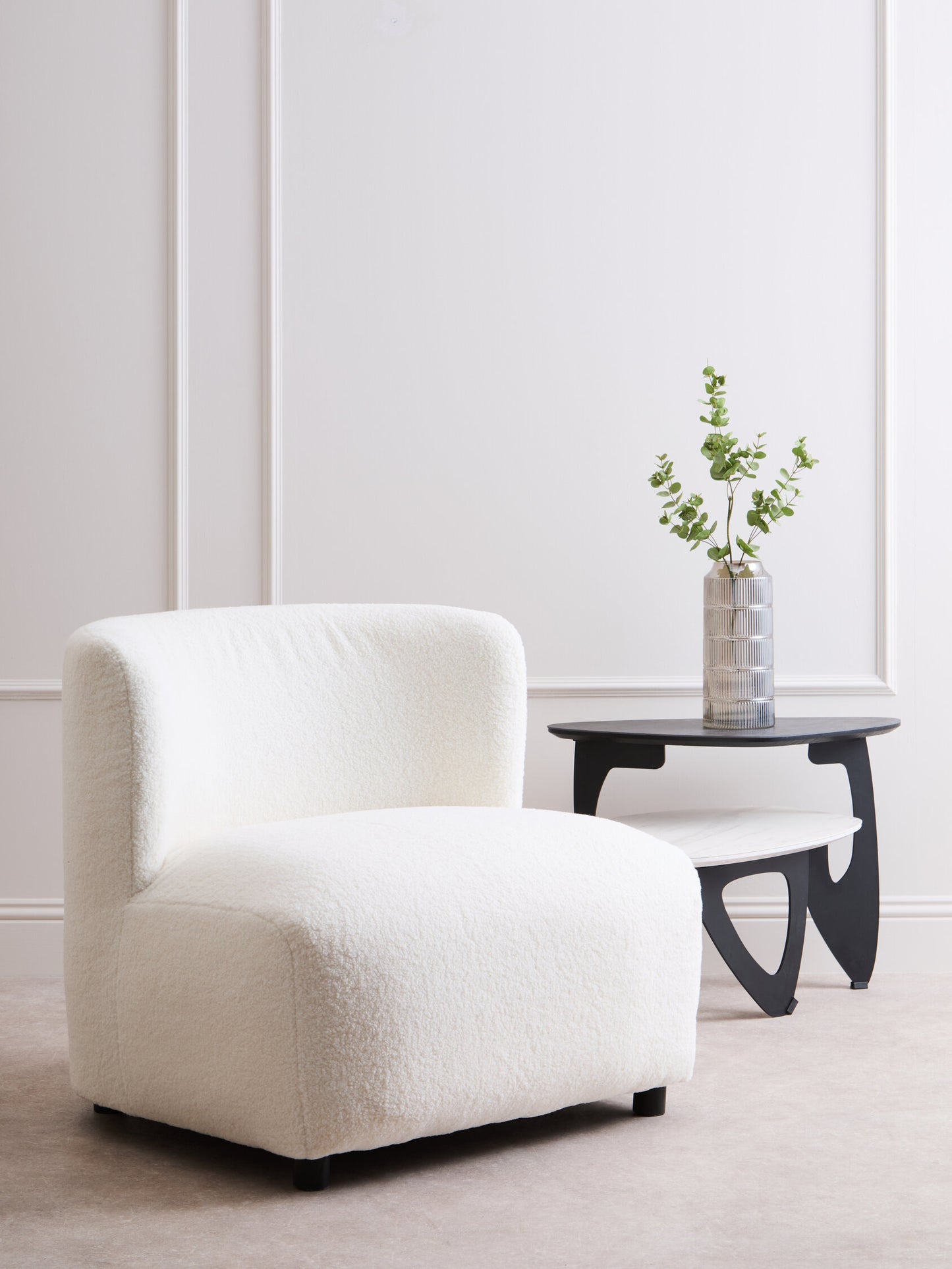 Allure Ivory Bouclé-Effect Armless Armchair
