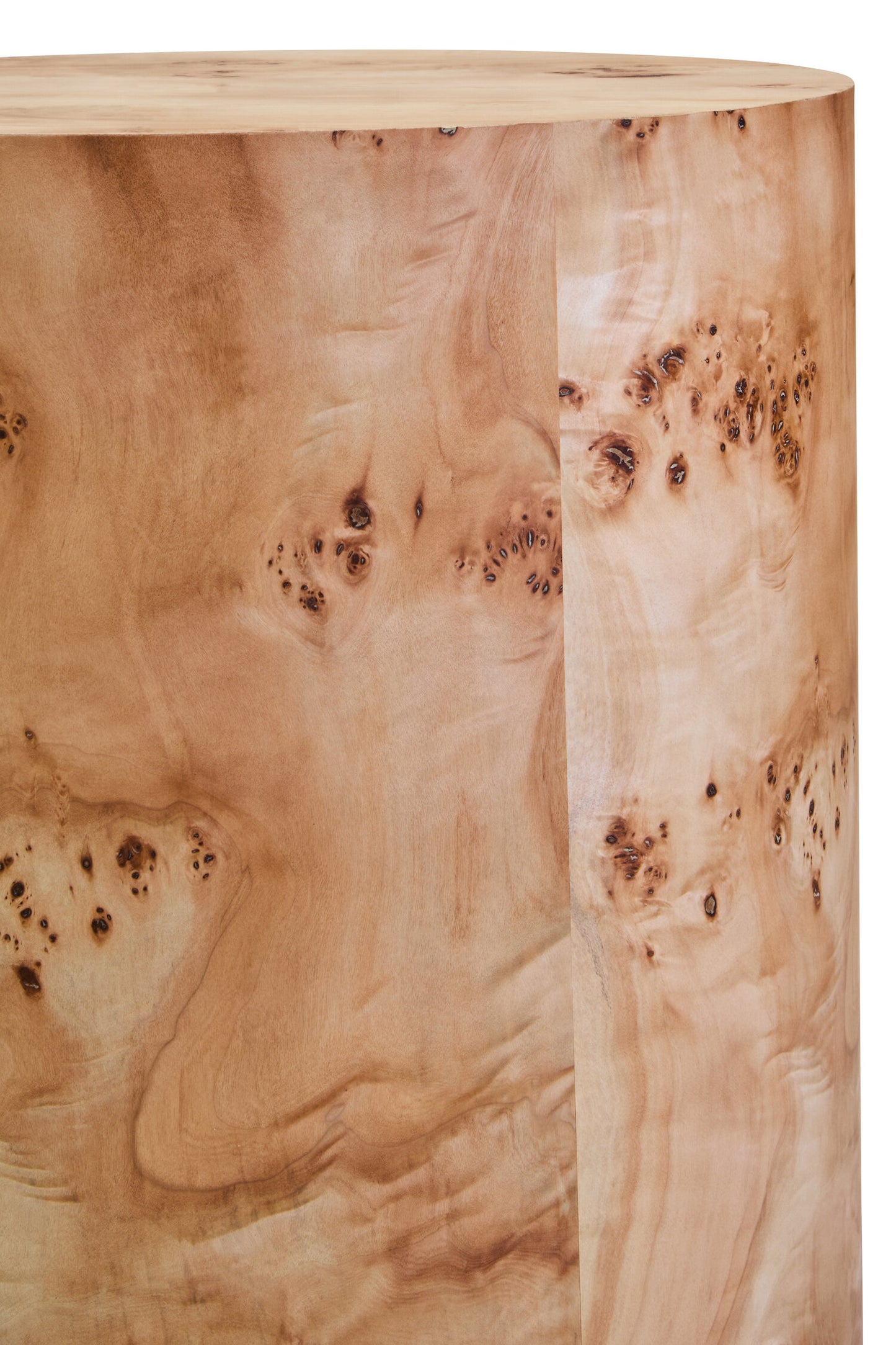 Aspen Round Burl Wood Side Table