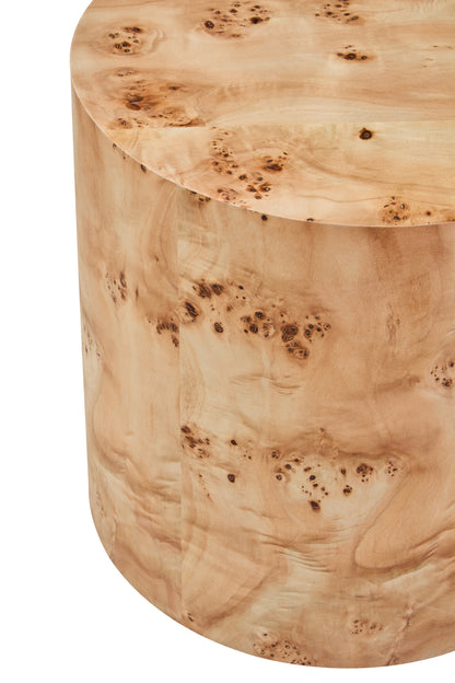 Aspen Round Burl Wood Side Table