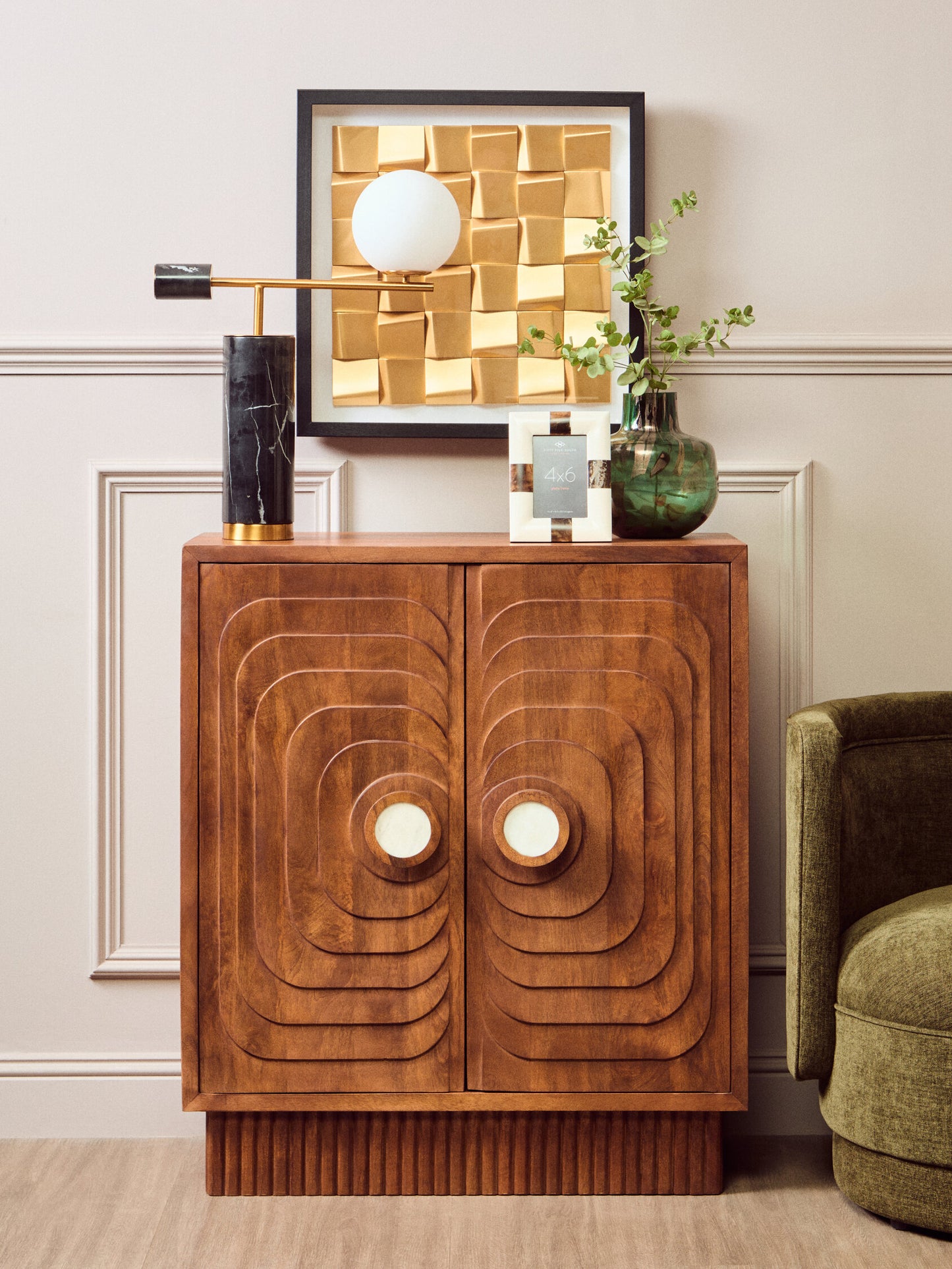 Brando 2 Door Mango Wood Carved Cabinet