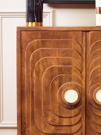 Brando 2 Door Mango Wood Carved Cabinet