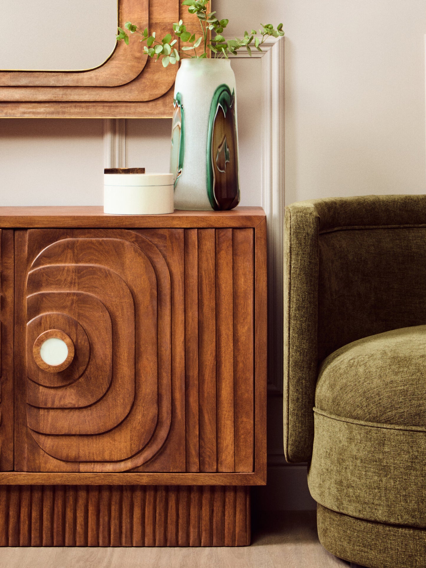 Brando 2 Door Mango Wood Carved Sideboard