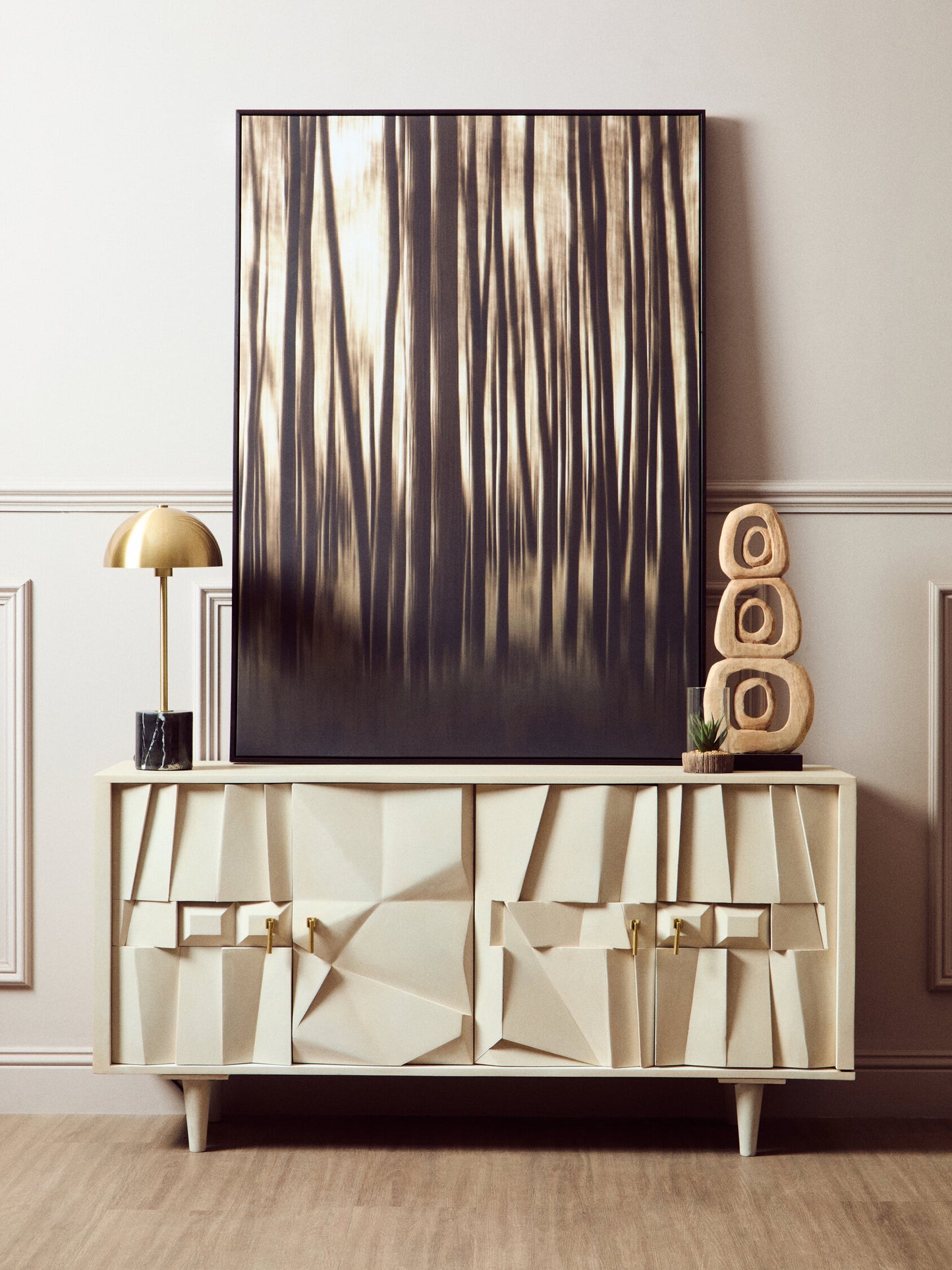 Orla Four Door Whitewash Mango Wood Abstract Sideboard