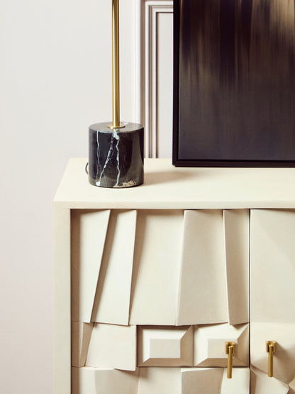 Orla Four Door Whitewash Mango Wood Abstract Sideboard