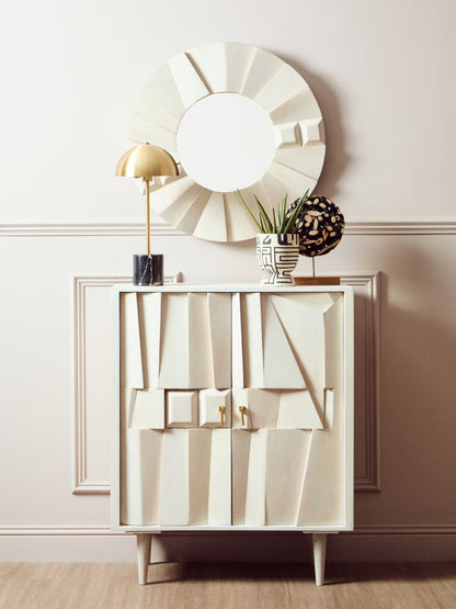 Orla Two Door Whitewash Mango Wood Abstract Cabinet