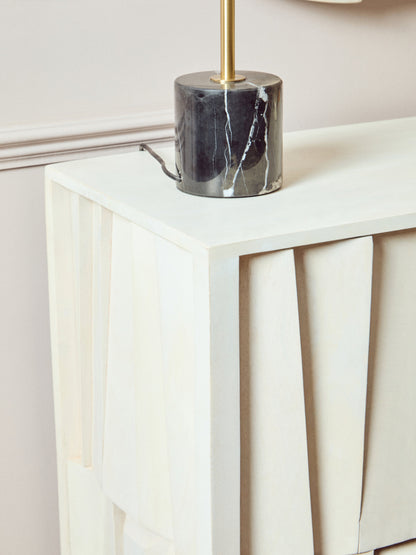 Orla Two Door Whitewash Mango Wood Abstract Cabinet