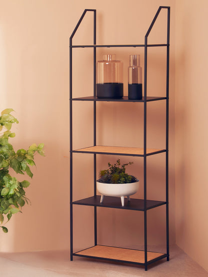 Indy Natural Rattan Industrial Five Tier Shelving Unit