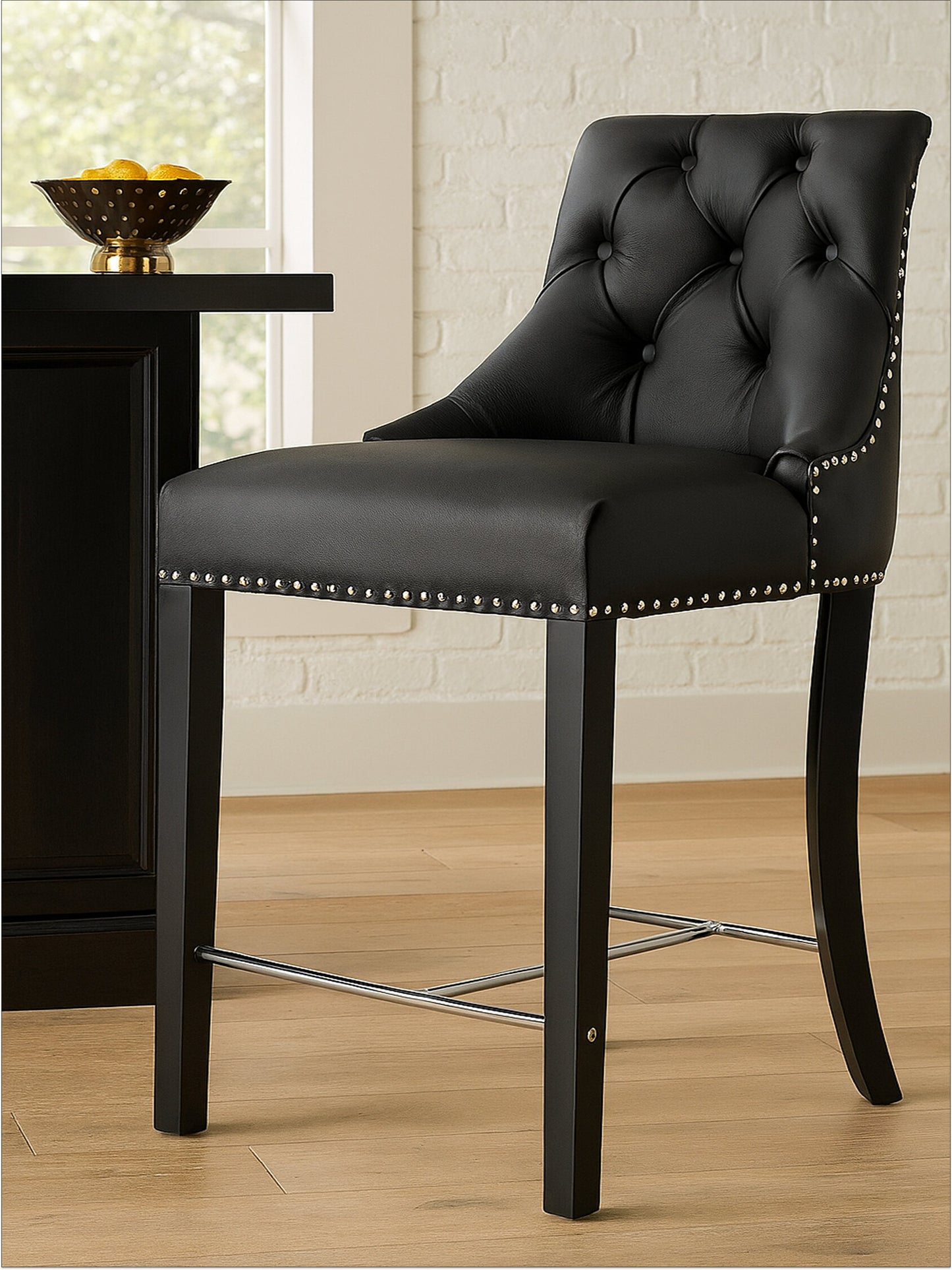 Loxton Black Faux Leather Bar Stool