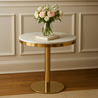 Dahlia Round Marble Dining Table With Gold Base