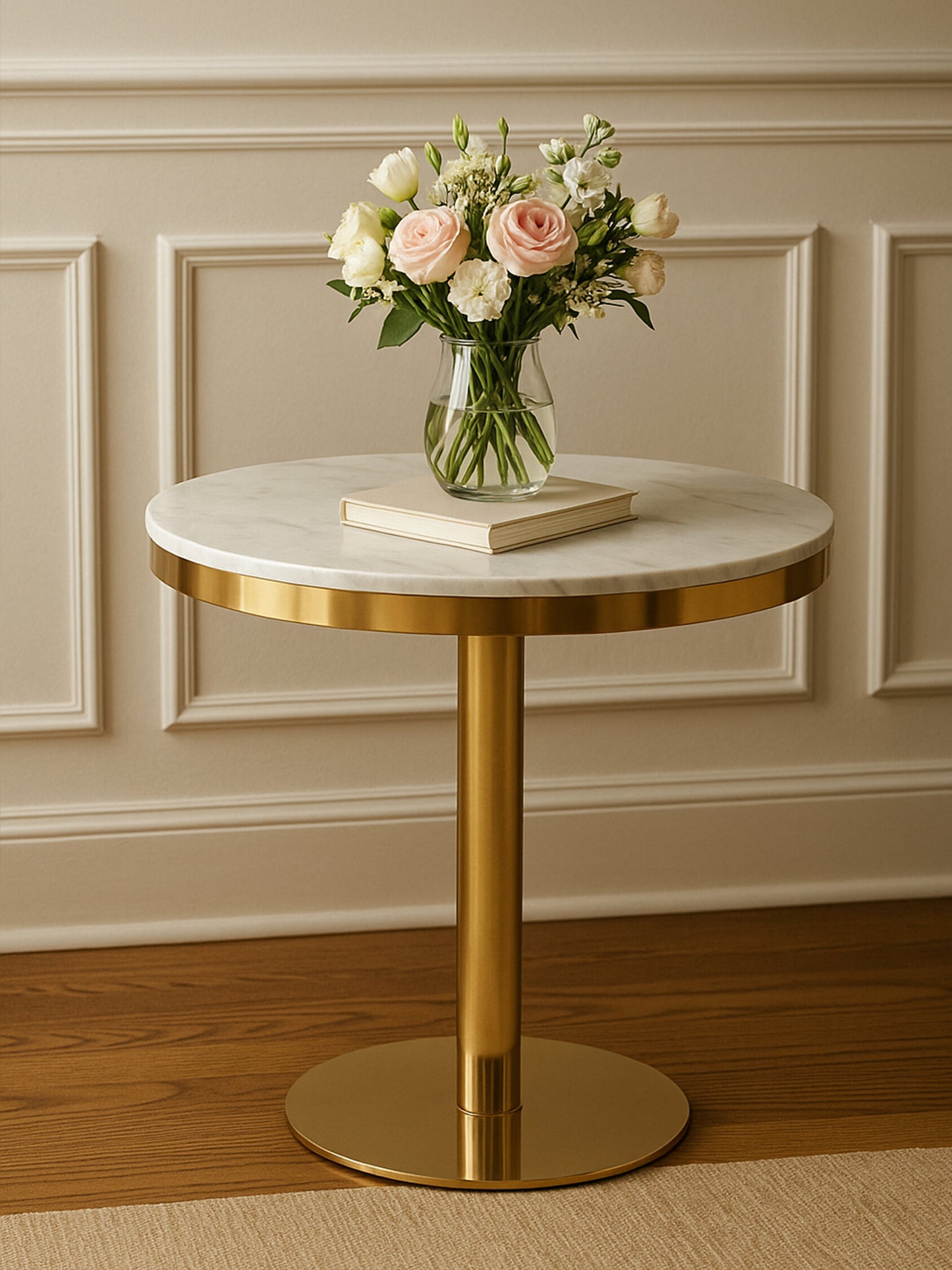 Dahlia Round Marble Dining Table With Gold Base