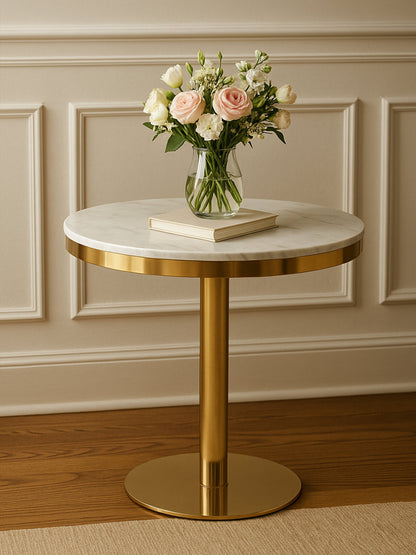 Dahlia Round Marble Dining Table With Gold Base