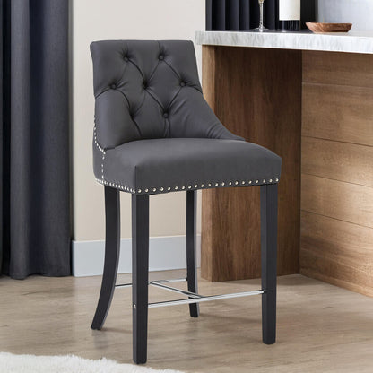 Loxton Grey Faux Leather Bar Stool