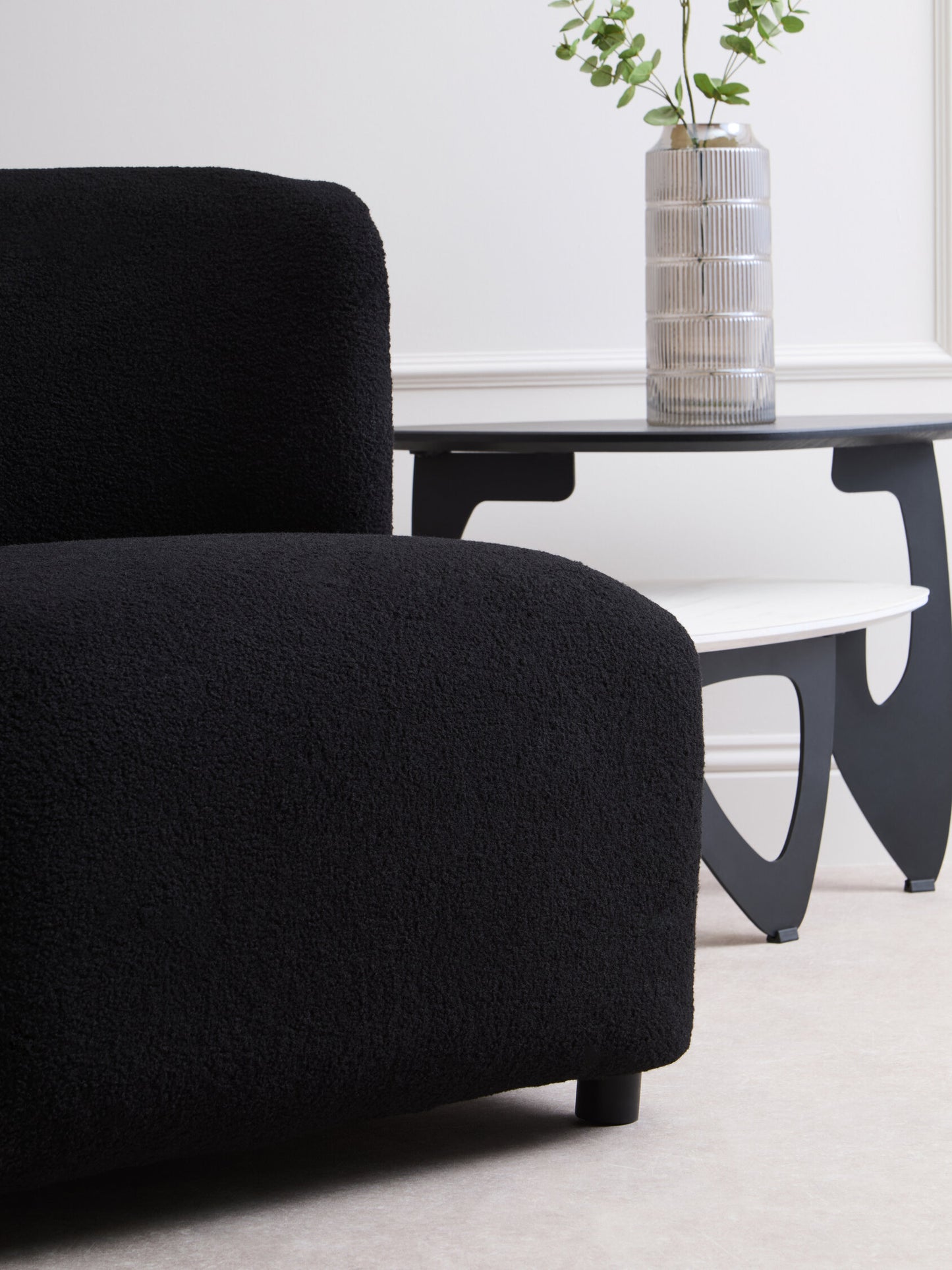 Allure Black Bouclé-Effect Armless Armchair