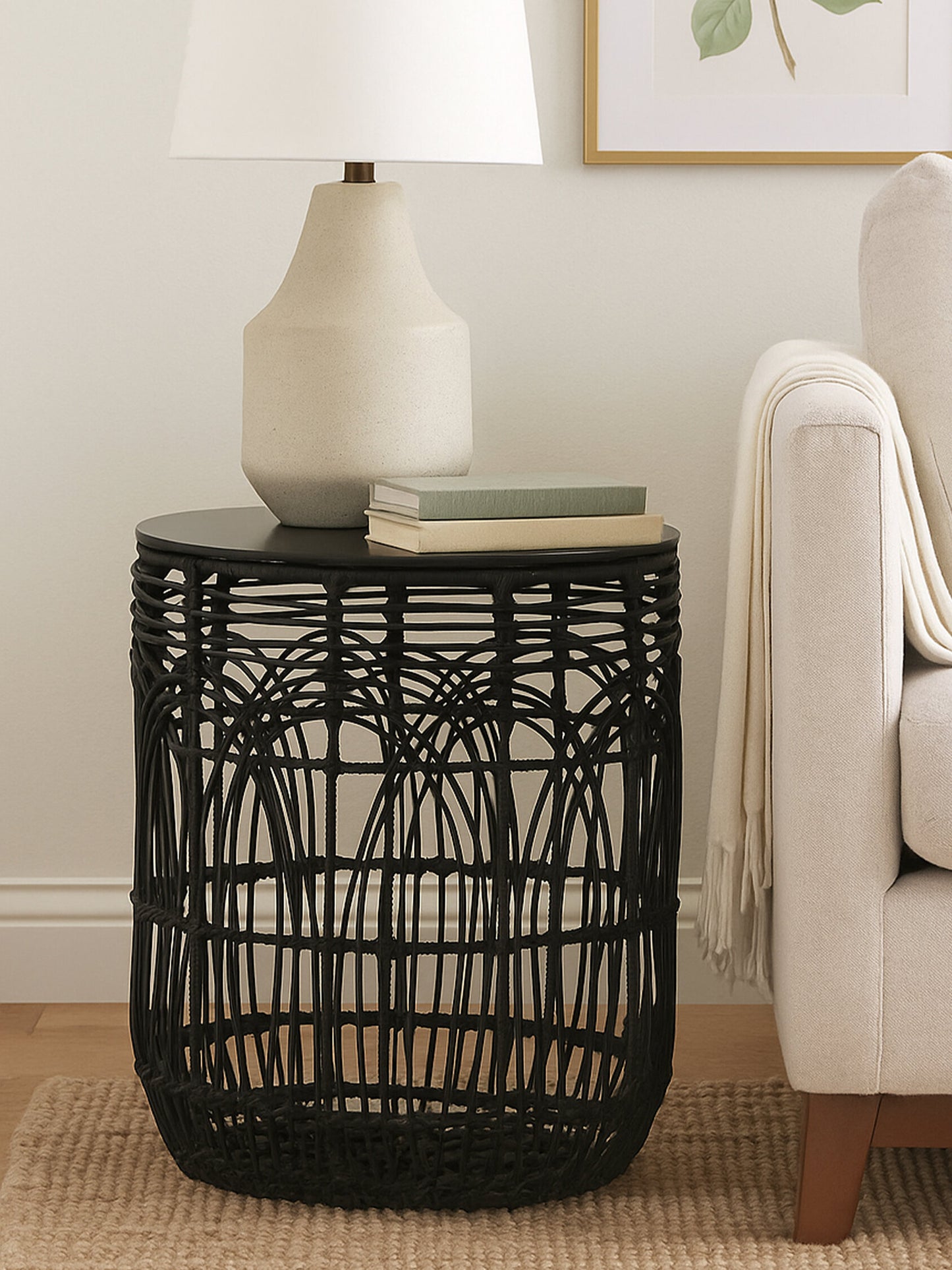 Newquay Boho Round Rattan Side Table