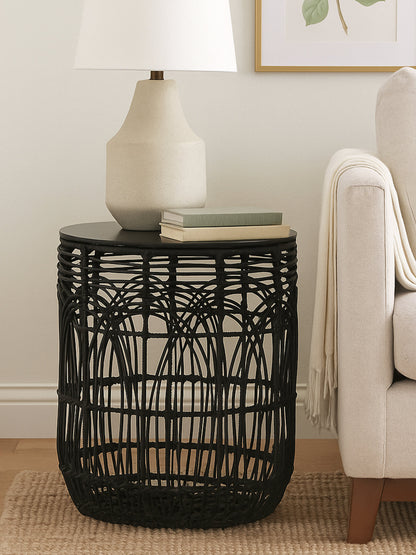 Newquay Boho Round Rattan Side Table