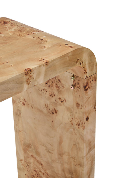 Aspen Curved Burl Wood Console Table