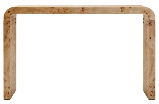 Aspen Curved Burl Wood Console Table