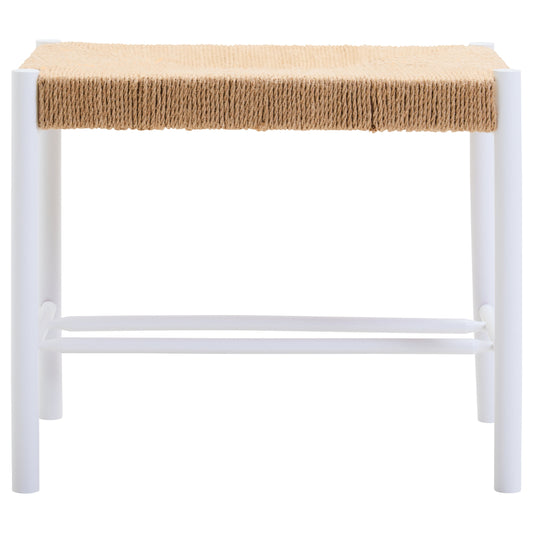 Bali Small Natural Rope and White Wood Bench