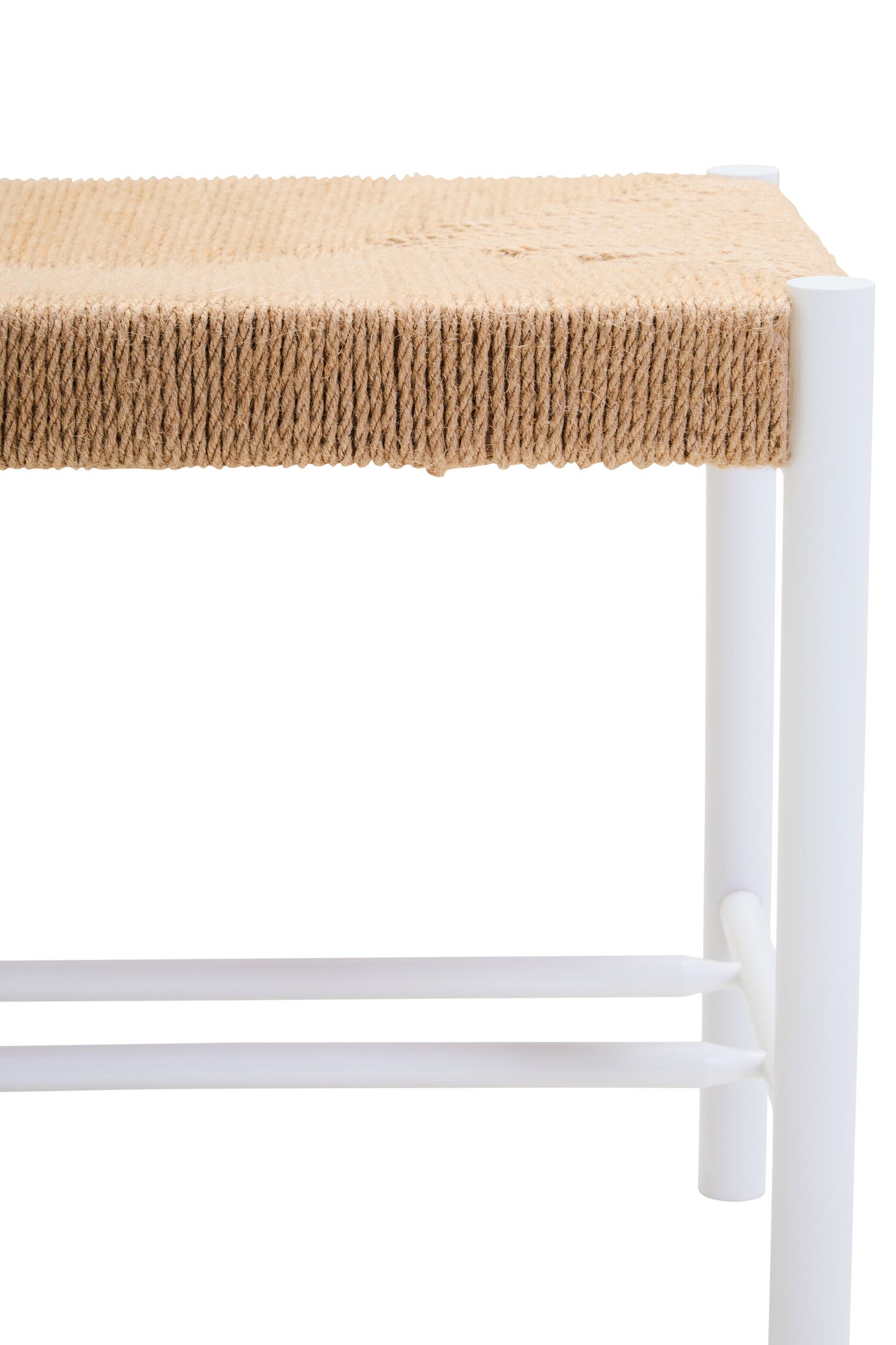 Bali Small Natural Rope and White Wood Bench