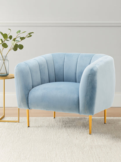 Jasmine Blue Velvet Gold Leg Armchair