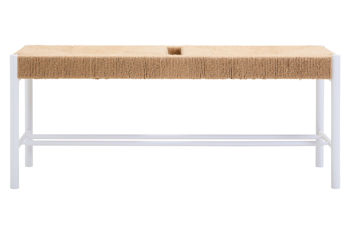 Bali Large Natural Rope and White Wood Bench
