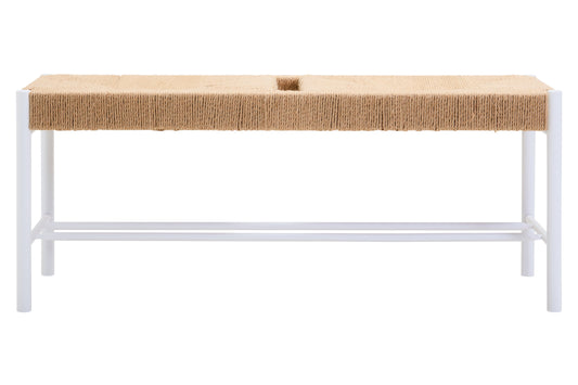 Bali Large Natural Rope and White Wood Bench