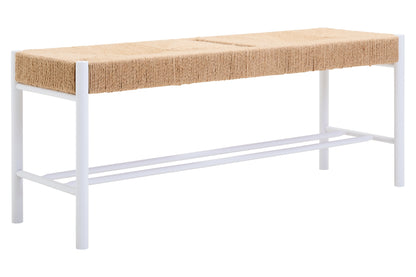 Bali Large Natural Rope and White Wood Bench