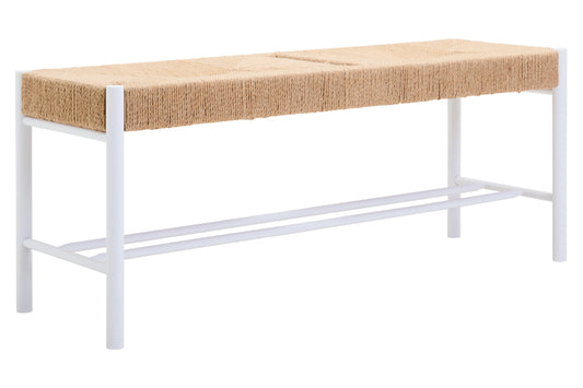 Bali Large Natural Rope and White Wood Bench