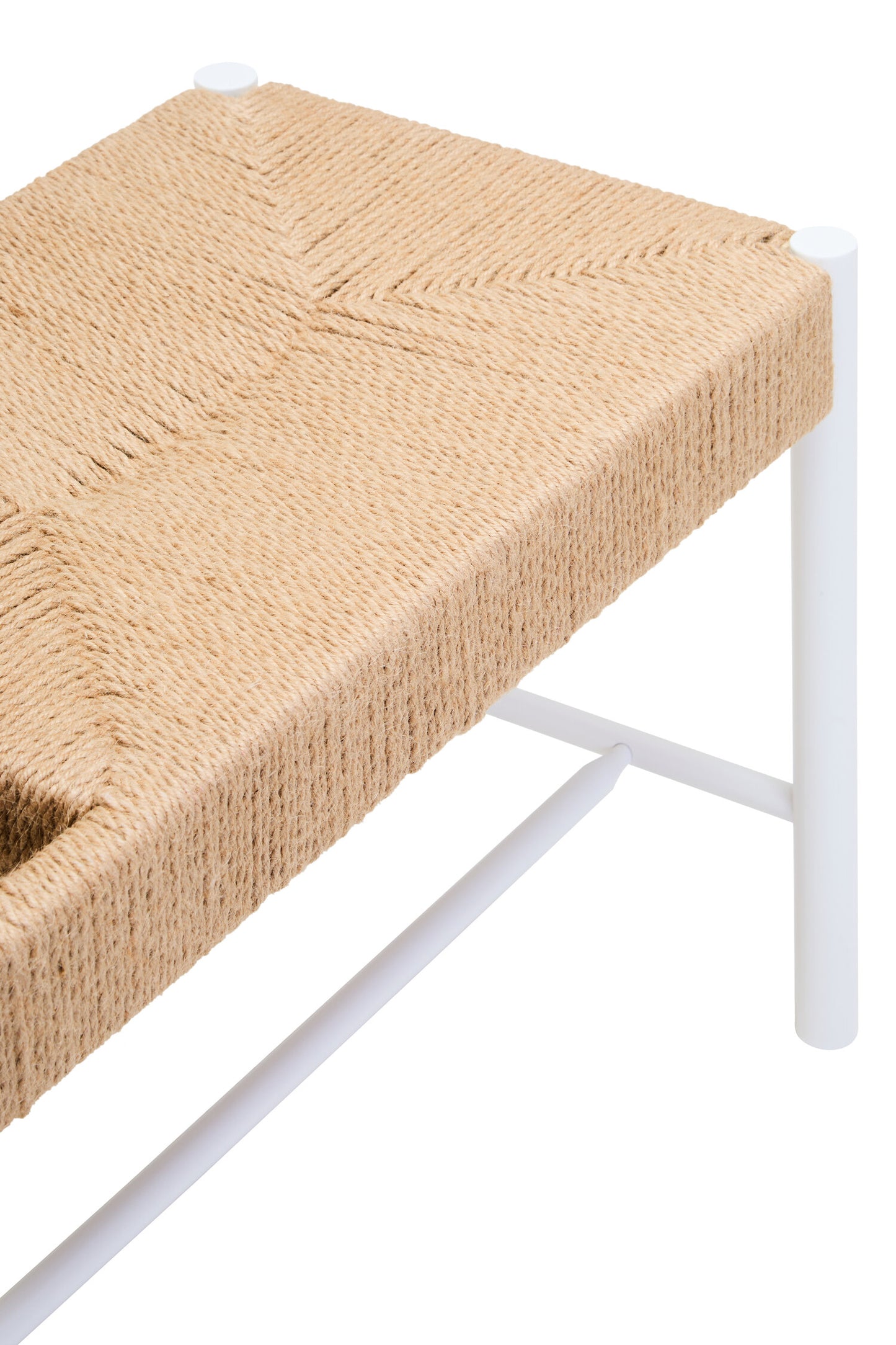 Bali Large Natural Rope and White Wood Bench